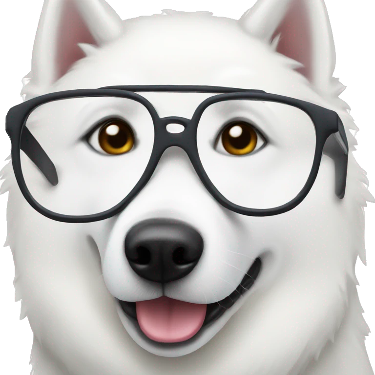 White husky with glasses emoji