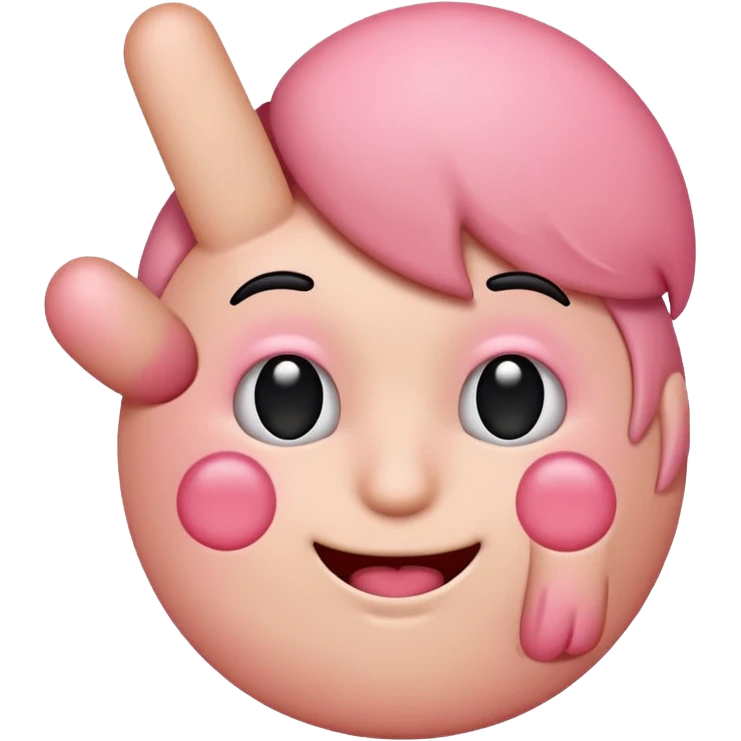 Blushing emoji with middle finger by its cheek emoji