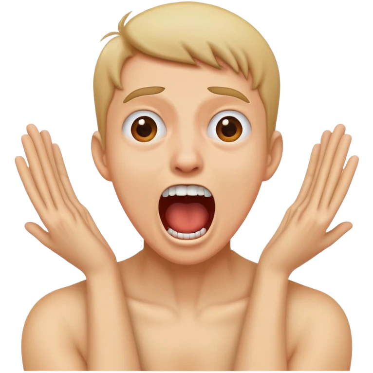 person grabbing their own neck and making a silly screaming face  emoji