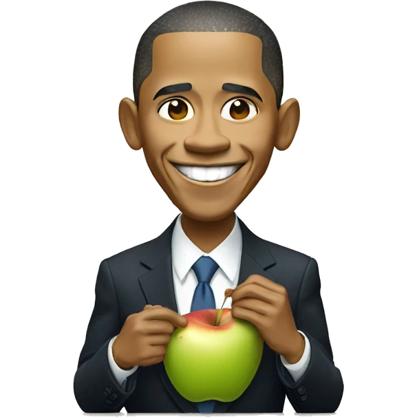barack obama eating apple emoji
