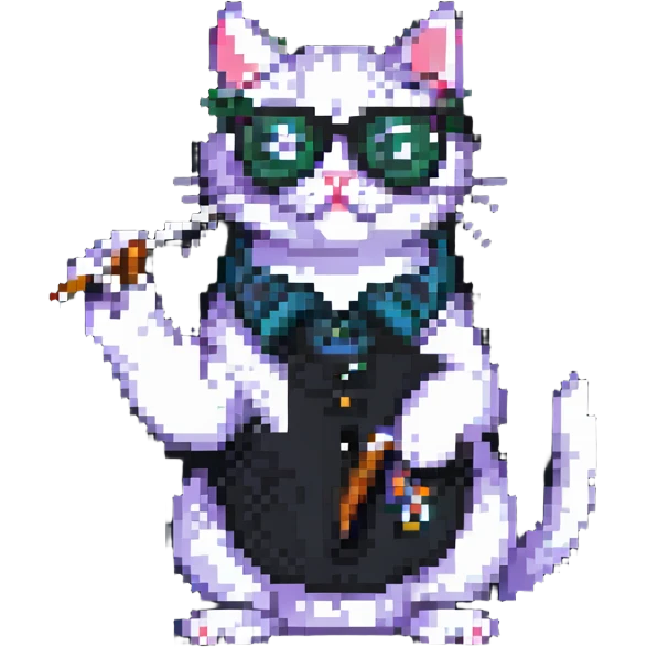 cat with glasses and a cigarette emoji