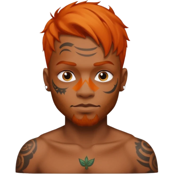 black man with tattooed faces and orange hair emoji