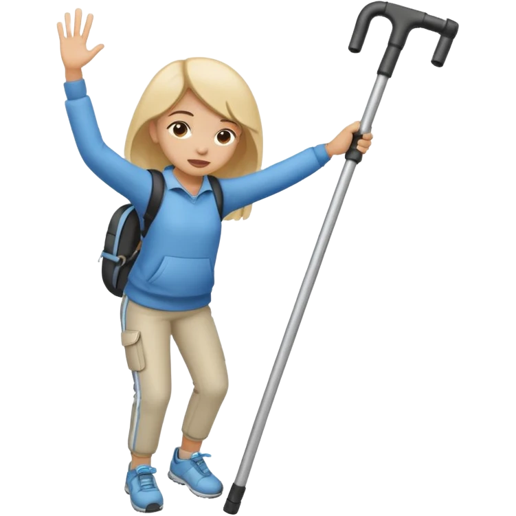Girl dabbing with crutches on emoji