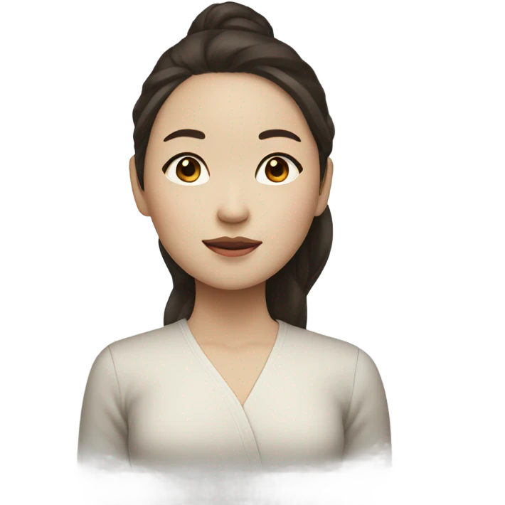 a girl with WHİTE skin LONG BROWN WAVY hair  chinese girl BROWN hair little nouse full lips LONG HAİR  emoji