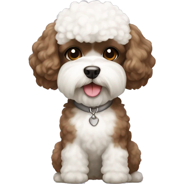 brown with a mix of white shih-tsu poodle portrait emoji
