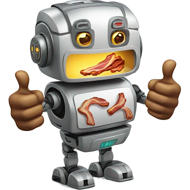 Robot with thumbs up and cooking bacon emoji