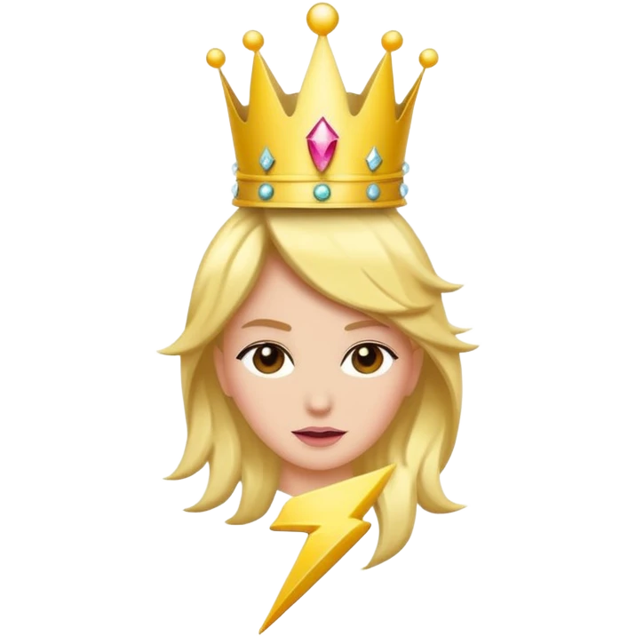 sparkling lightning bolt with a feminine touch and a crown, symbolizing girlboss energy, apple emoji style, for a phone case emoji
