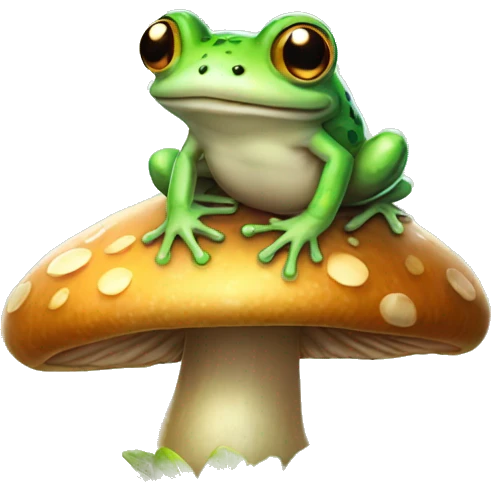 Cute frog on a mushroom  emoji