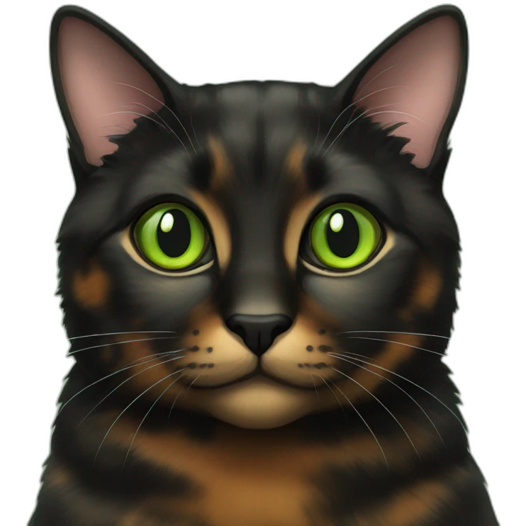 tortoiseshell black cat green eyes emoji