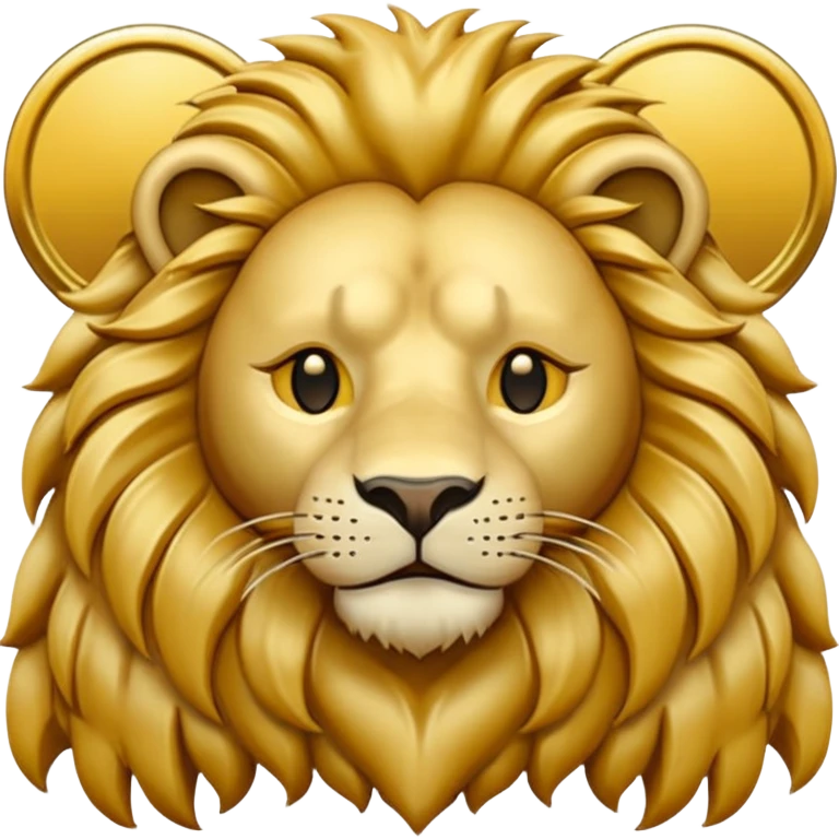 Pièce d’or ronde, style emoji, avec un grand “F” gravé au centre et la tête d’un lion détaillé en arrière‑plan, vue de face, design simple et lisible. emoji