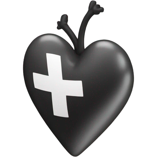 corazón negro con moño blanco  emoji