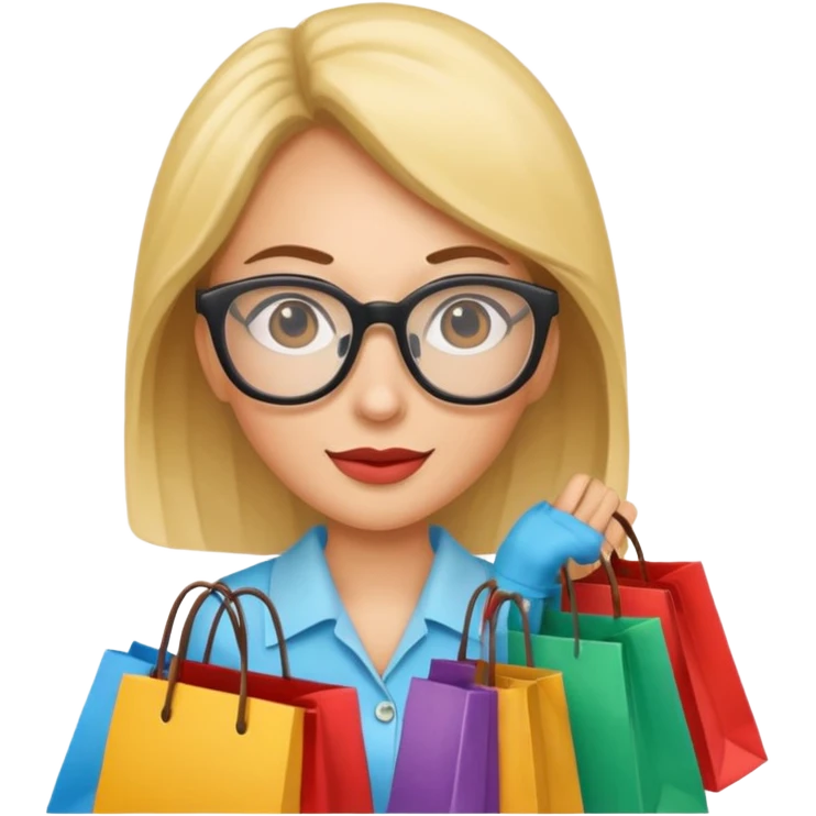 gincer woman with glasses holding shopping bags emoji