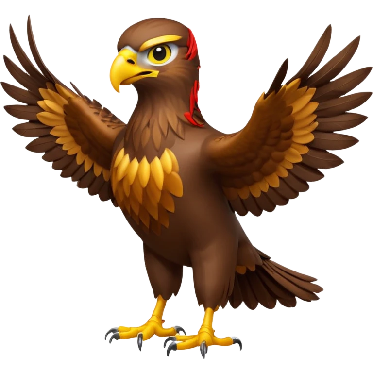 Apple-style 3D emoji of a hawk, standing proud, brown feathers with lighter chest, sharp yellow beak and strong talons, realistic but simplified design, no background emoji