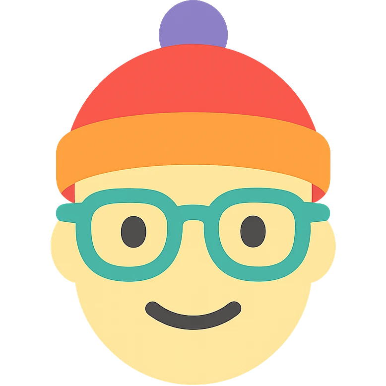 a face wearing a colorful hat and glasses, modern and vibrant colors, icon style emoji
