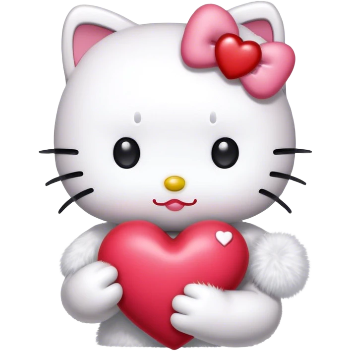Hello kitty holding a heart emoji