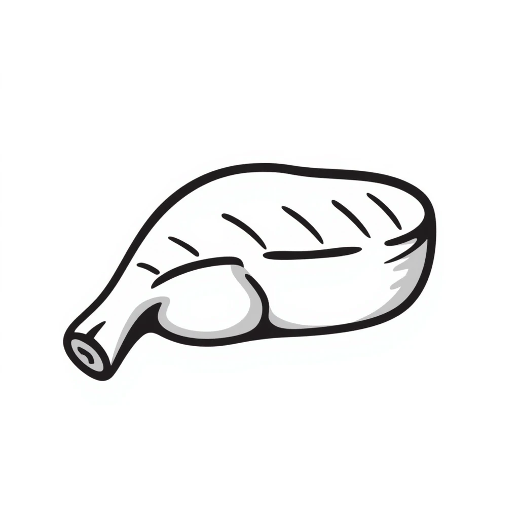 cooked beef, hand drawn black doodle style emoji