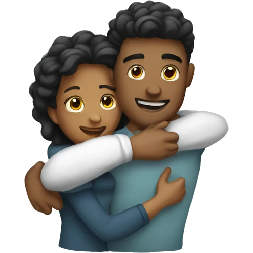 Hugging male and female emoji