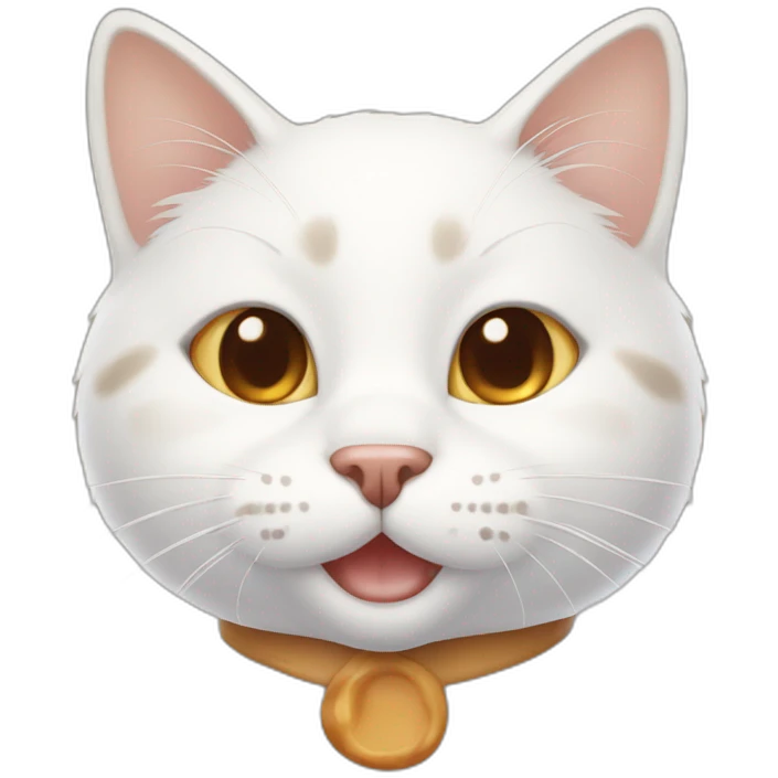 White cat with caramel spots smiling emoji