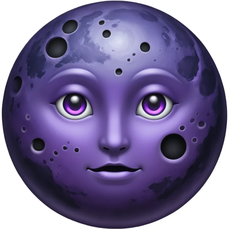 iOS emoji, dark moon, silver outline, mystical symbols, dark fantasy, smooth texture emoji