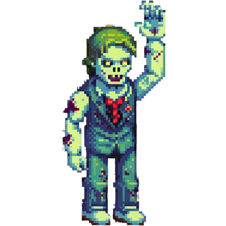 isometric zombie with one arm raised in the air emoji