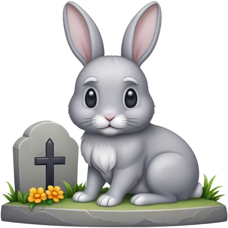 Grey bunny at a grave emoji