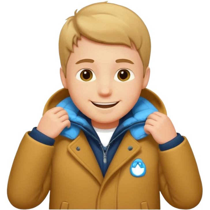 emoji- of a white boy putting on his coat emoji