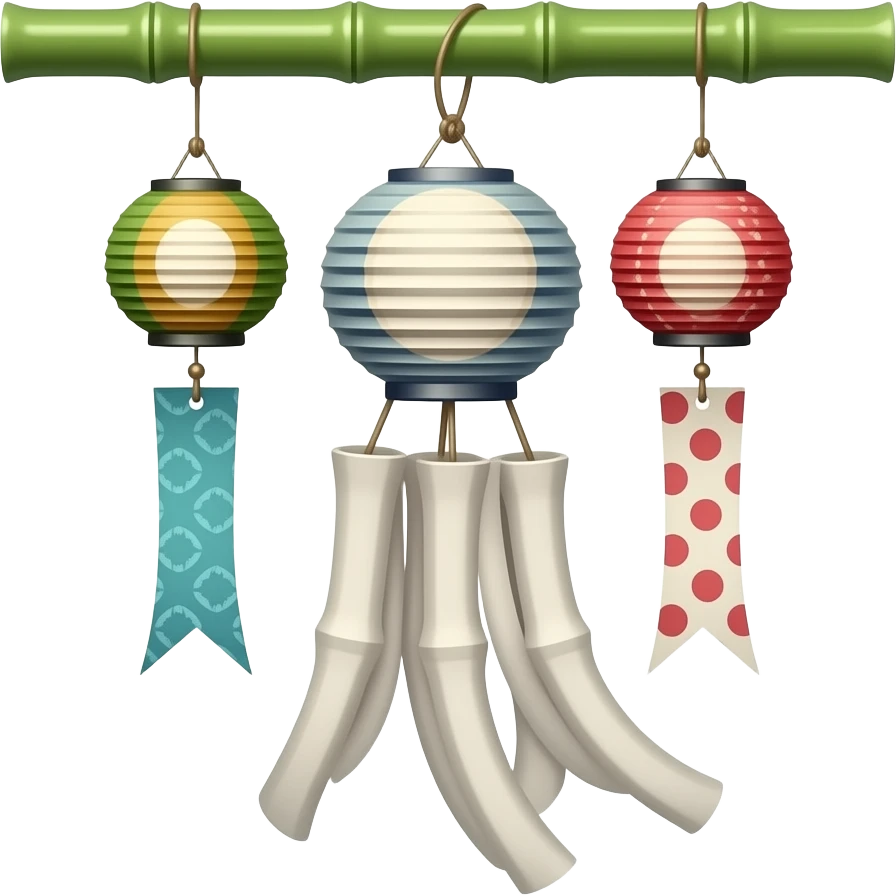 Wind chimes japan furin with paper emoji