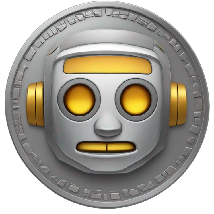 coin with robot design emoji