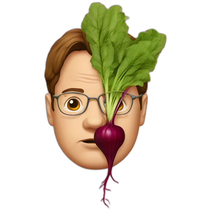 dwight schrute head in a beet emoji