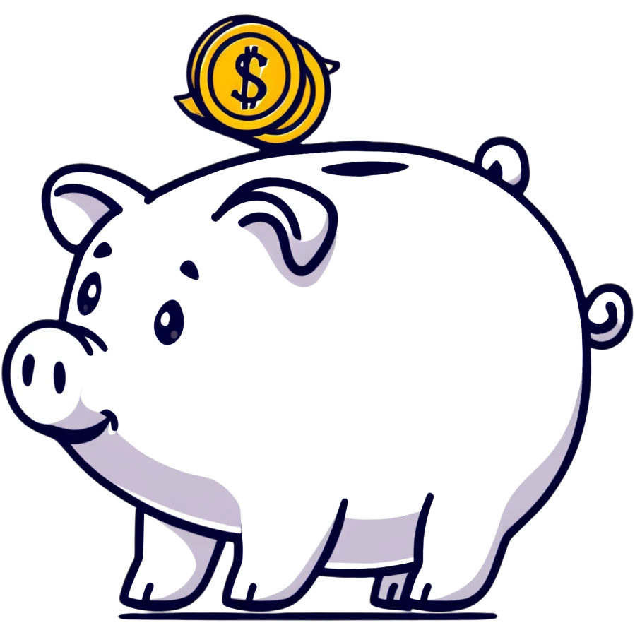 piggy bank with dollar sign emoji