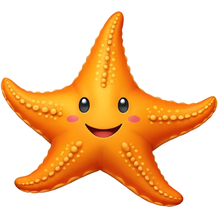An orange starfish with a happy face smiles as it gently moves along the ocean floor emoji
