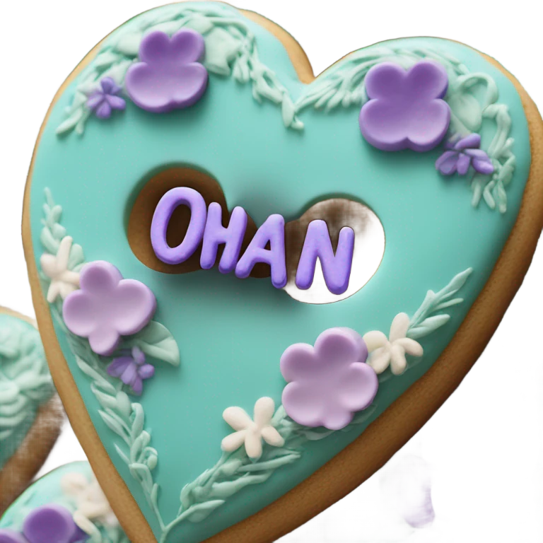 Teal purple Cookie heart with ohana emoji