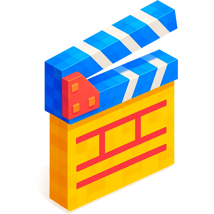 movie clapperboard, open position, isometric view emoji