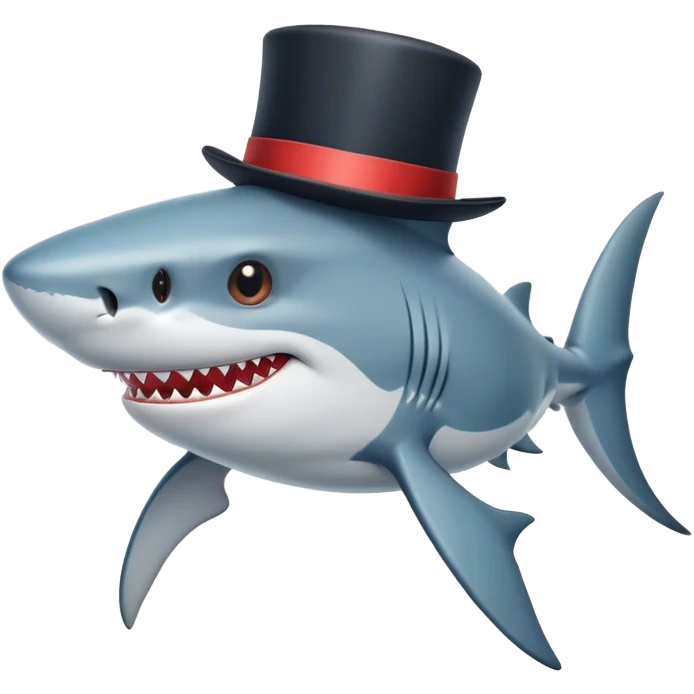 Shark with a top hat emoji