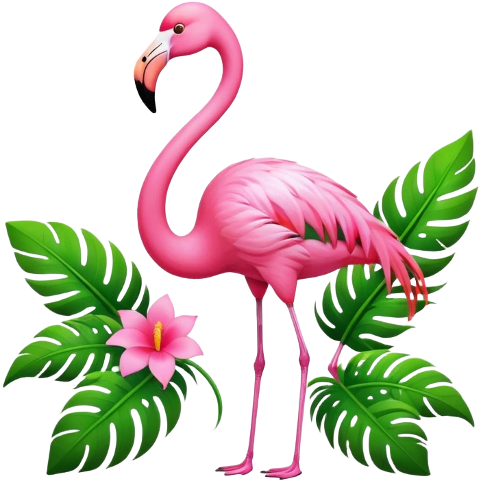 Flamingo with an flower emoji