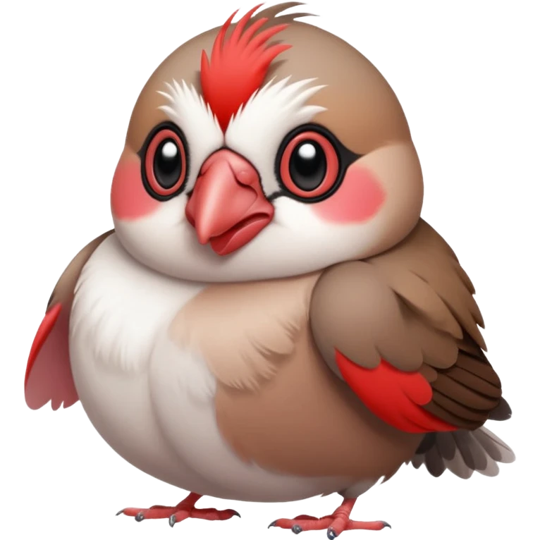 Java sparrow squashed by two hands like 🫸🫷 emoji