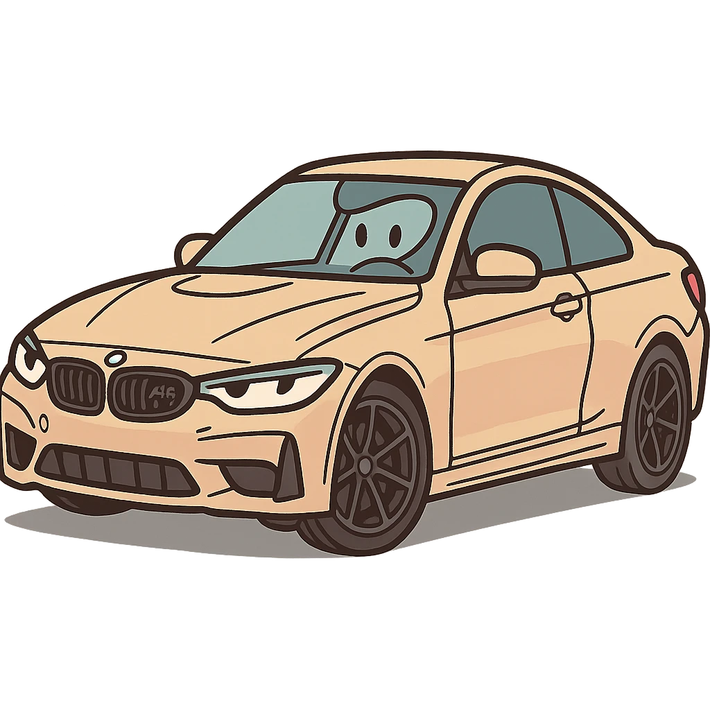 BMW M4, cartoon style, bold lines, dynamic, side profile emoji