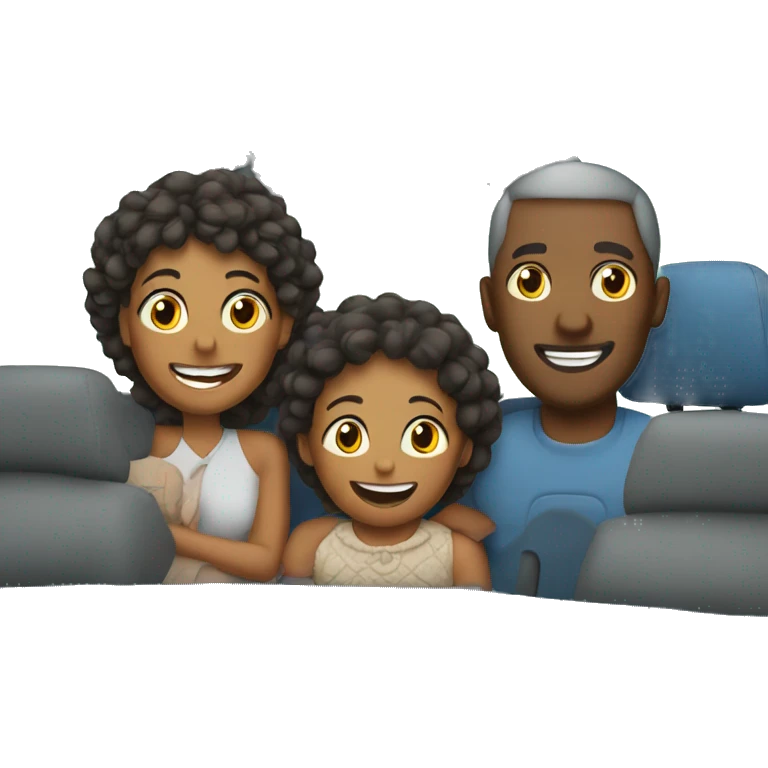 Family in a car for holiday emoji