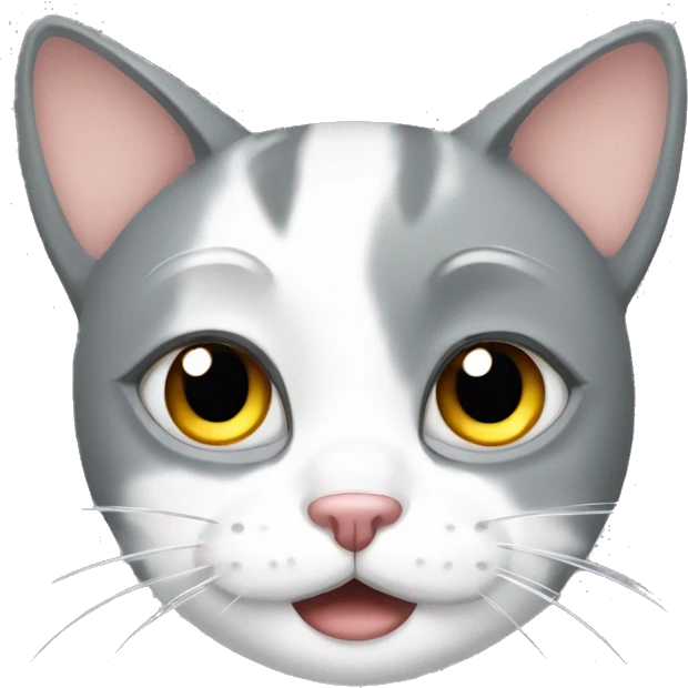 gray and white cat with tears on its face emoji