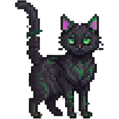 black cat with green eyes, standing emoji