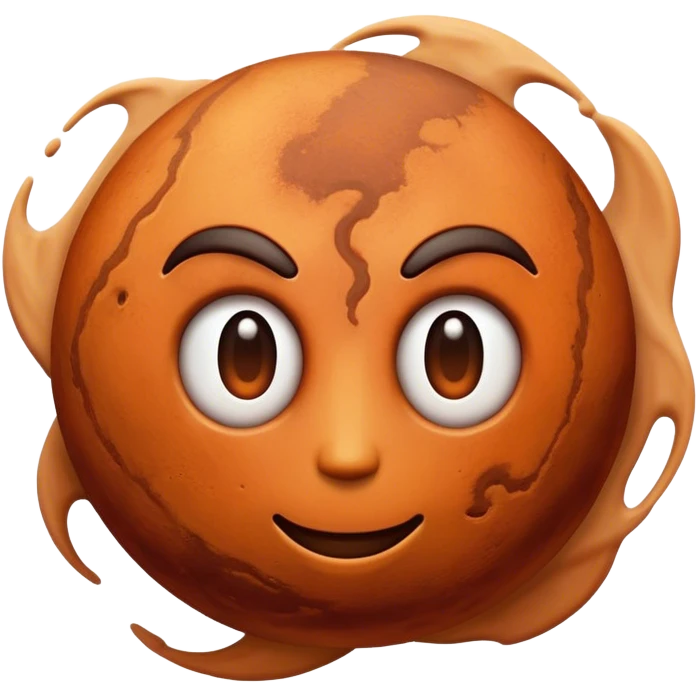 Cinematic Realistic Mars Emoji, portrayed with rugged, rust-colored landscapes, deep canyons, and swirling dust storms rendered with lifelike texture and an orange-hued glow that evokes the enigmatic allure of the Red Planet. emoji