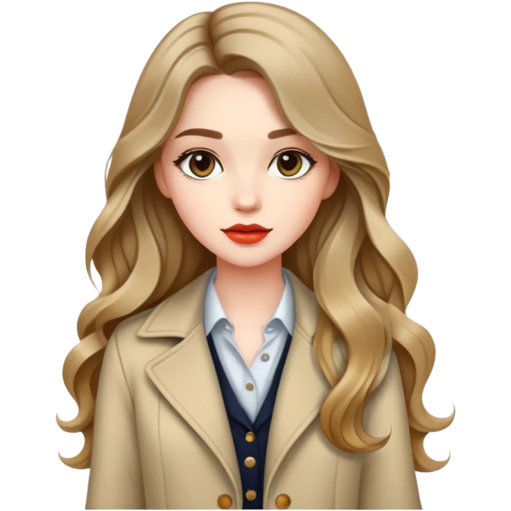 Fashionable girl with stylish outfit and long slightly wavy hair emoji