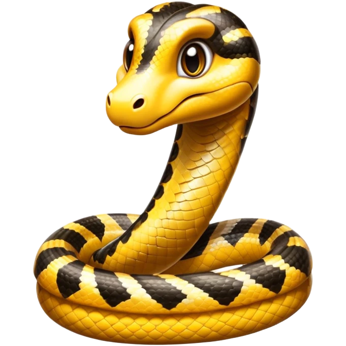 cinematic-cute-anaconda-portrait-emoji,-head-tilted-playfully-and-inquisitively,-with-a-sleek,-shimmering-body-adorned-with-detailed-scale-sriped patterns-and-round,-sparkling-eyes-full-of-wonder,-simplified-yet-irresistibly-adorable-features emoji