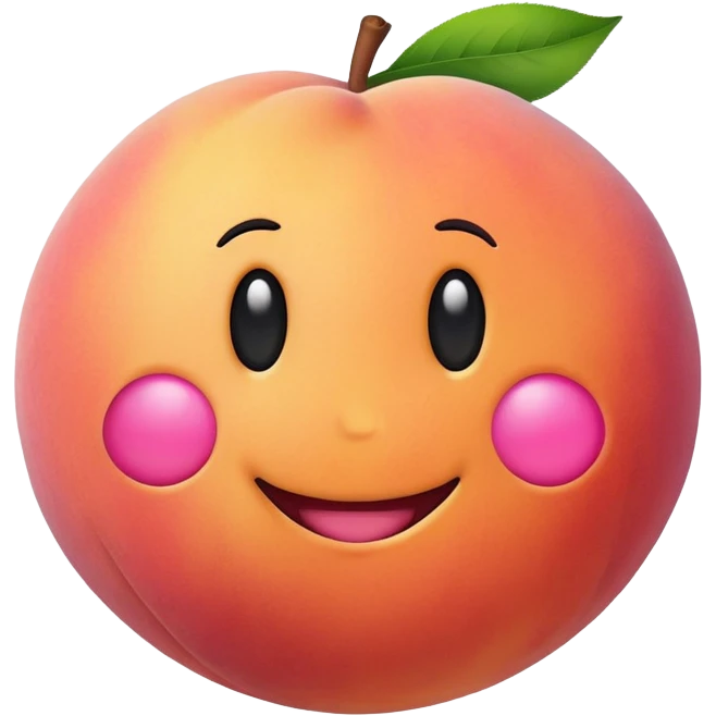 cute round peach with a smiley face emoji