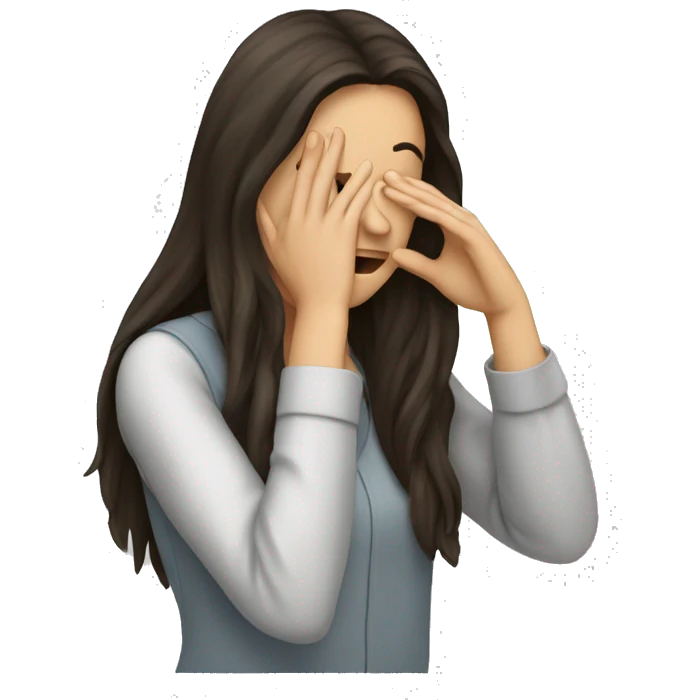 Long haired brunette doing facepalm emoji