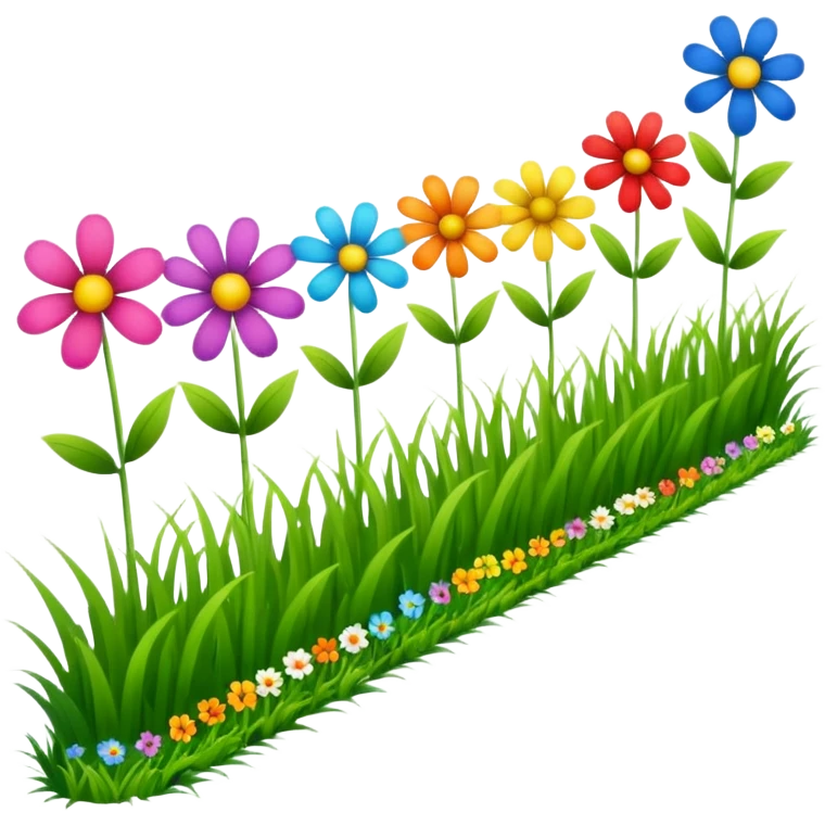 a row of flowers and grass extended far in a stright line emoji