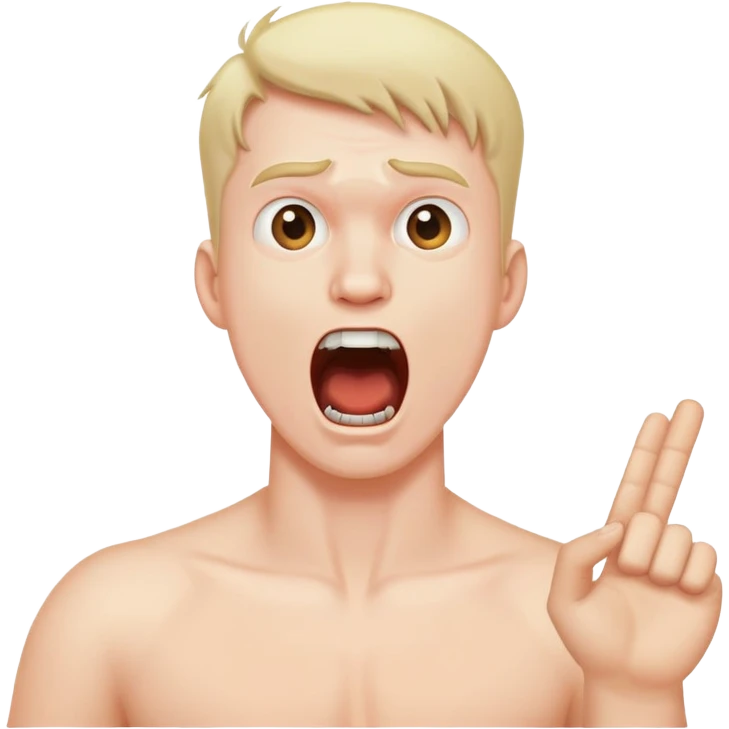 Hand around a guys neck yelling  emoji