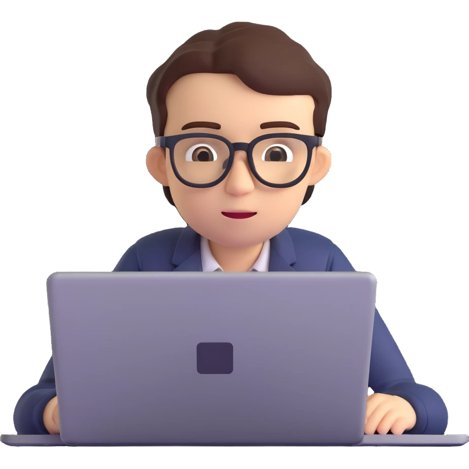 software developer emoji, person with glasses coding on laptop emoji