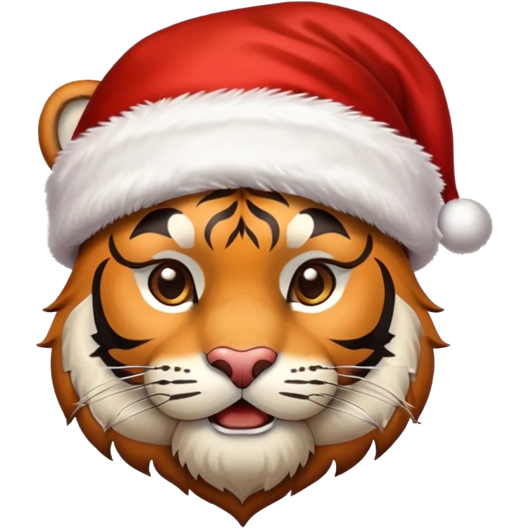 tiger face wearing Christmas Santa hat and scarf for New Year Twitch emote emoji