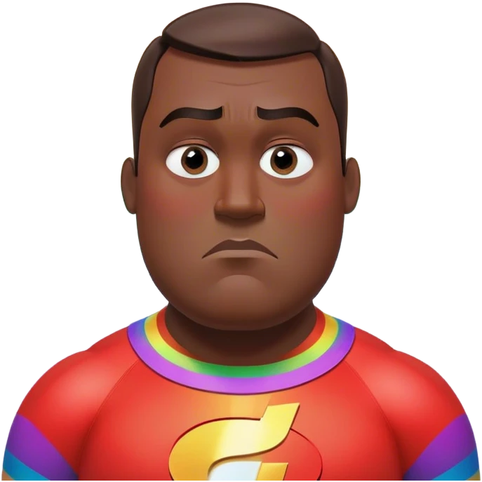 Sad depressed kinda fat Mr incredible head with haircut and slightly different eyes with mostly gray background but instead it’s rainbow but it’s epilepsy flashing lights and even the sound changed to distortion (⚠️❗️WARNING EPILEPSY WARNING!❗️⚠️) emoji